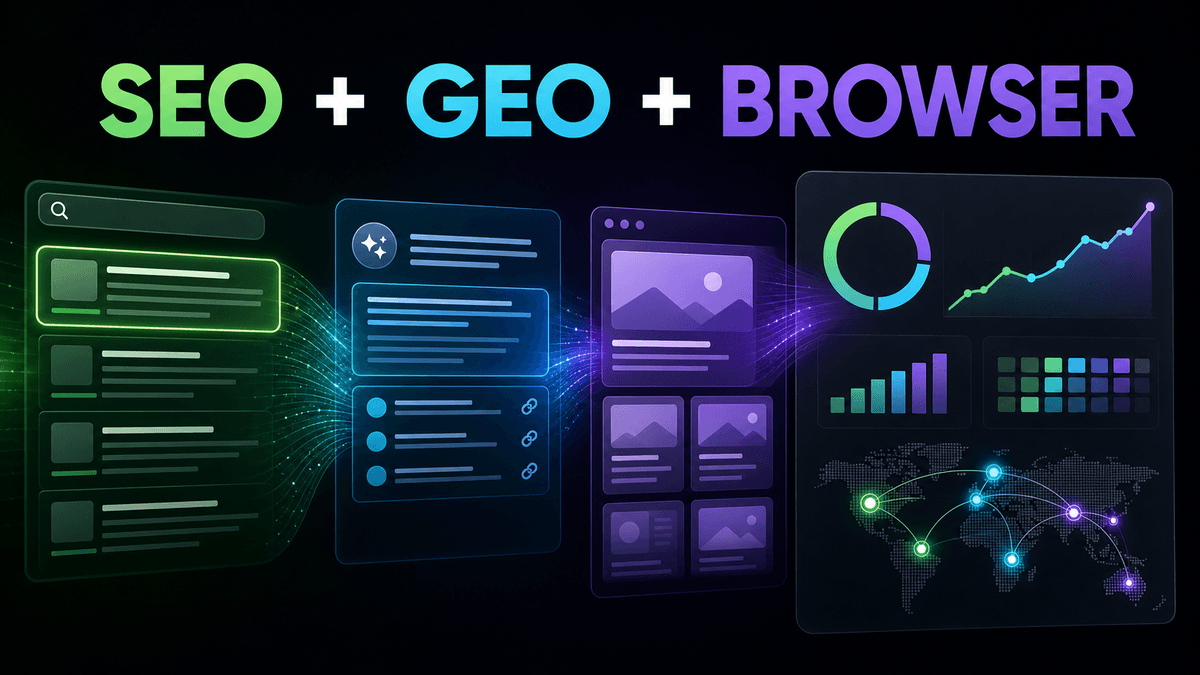 SEO, GEO, and Browser APIs as one visibility stack