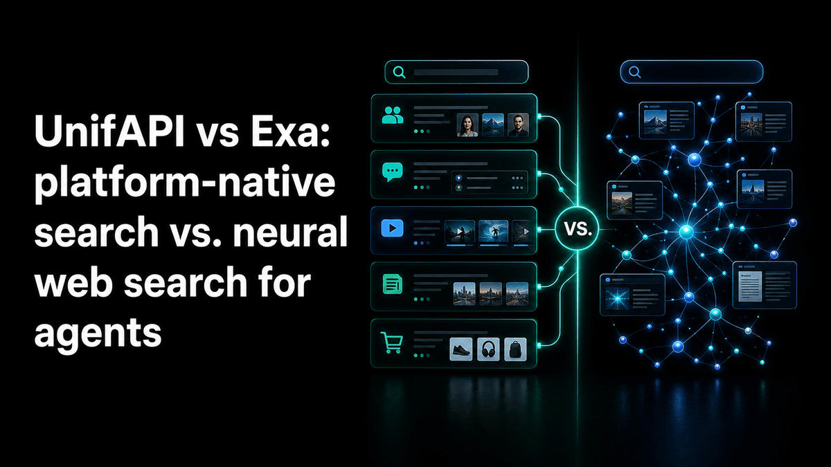 UnifAPI vs Exa: platform-native public data vs. neural web search
